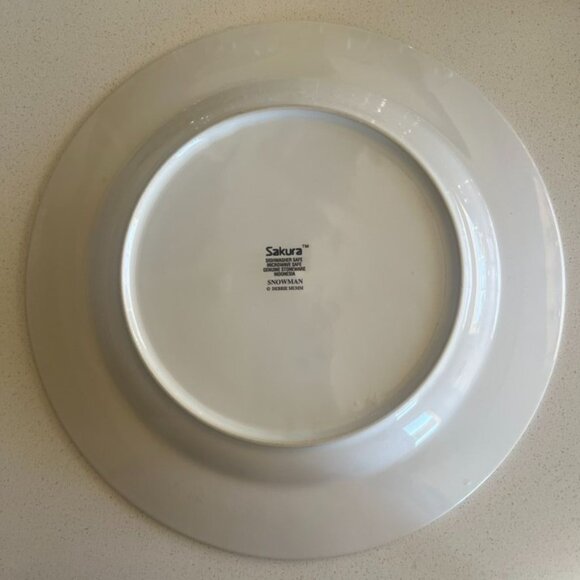 Sakura Snowman Dinner Plates By Deborah Mumm Set Of 4 Winter Theme Christmas Vtg - Picture 3 of 4